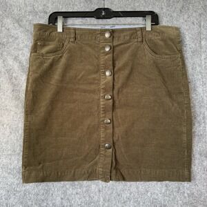 Y2K Tommy‎ Hilfiger Corduroy Mini skirt Size 14 Button Front Brown Preppy School